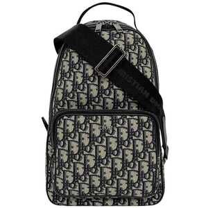 Christian Dior Bag Rider Sling Oblique Canvas Leather Crossbody Bag Navy Blue